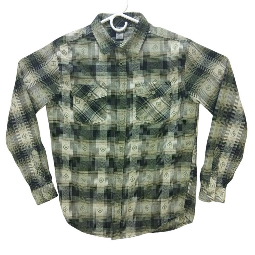 Mens hurley long sleeve button up Small S plaid shirt, lightweight cotton blend
